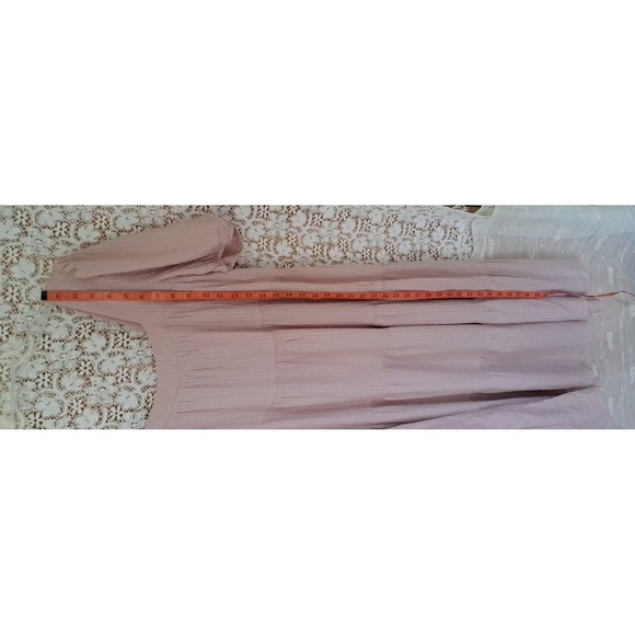 Lulus Dress Size S Blush Pink Tiered Midi Puff Short Sleeves Square Neckline - Picture 6 of 8